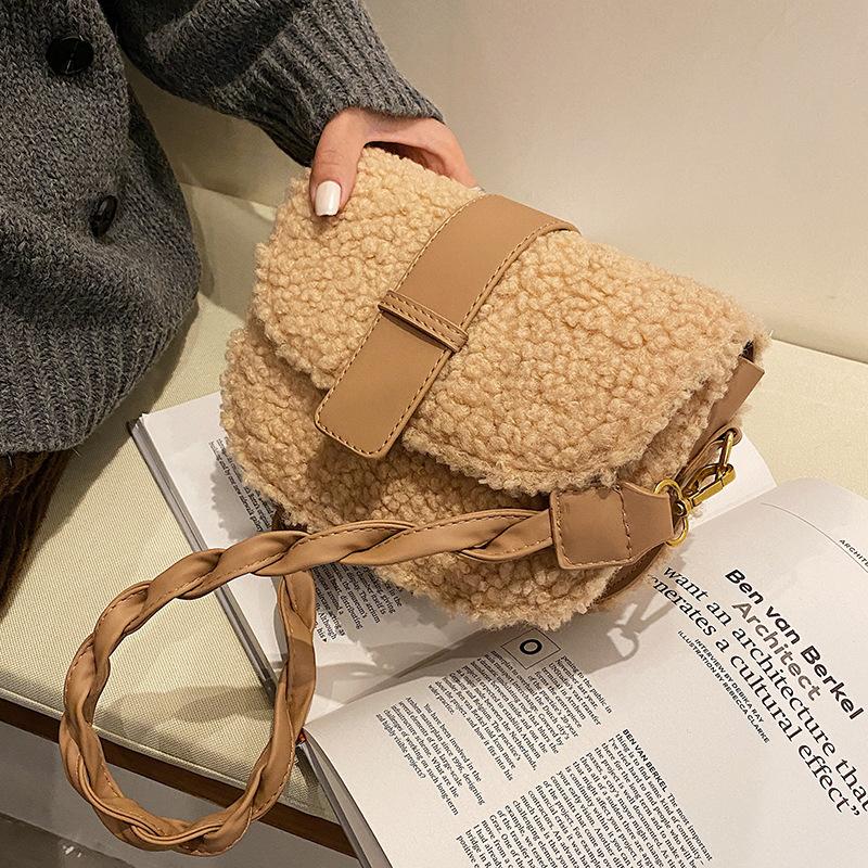 Niche design retro contrast denim stitching one-shoulder underarm portable messenger bag female
