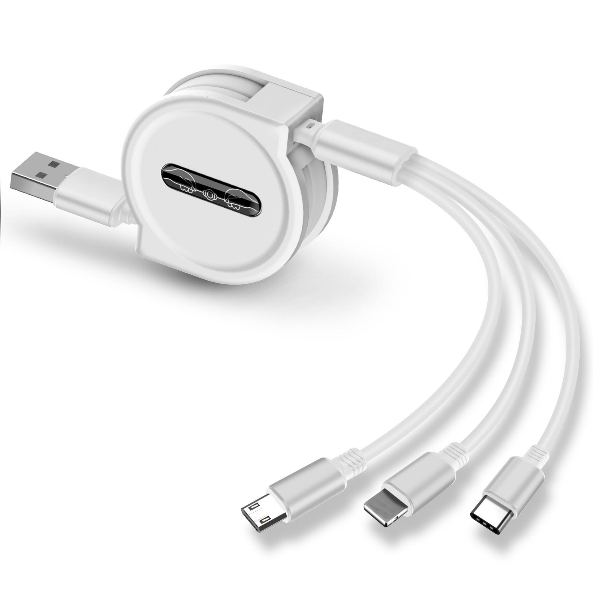 Зарядный кабель 3 в 1, выдвижной зарядный USB-кабель 2,5 А, быстрая зарядка для XiaoMi HuaWei Samsung, портативный зарядный кабель Micro Type-C