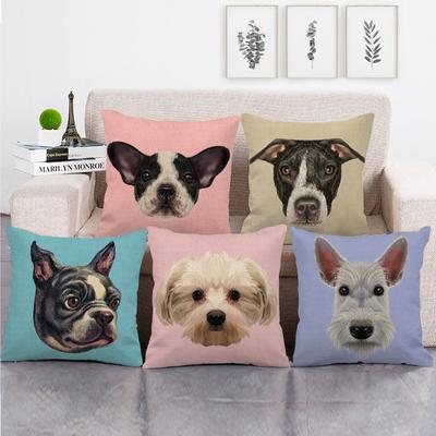 Portrait Painting Of A Cute Dog Digital Printing Short Plush Pillow Covers For Car Sofa Office Cushion Cover Home Goods 60X60Cm