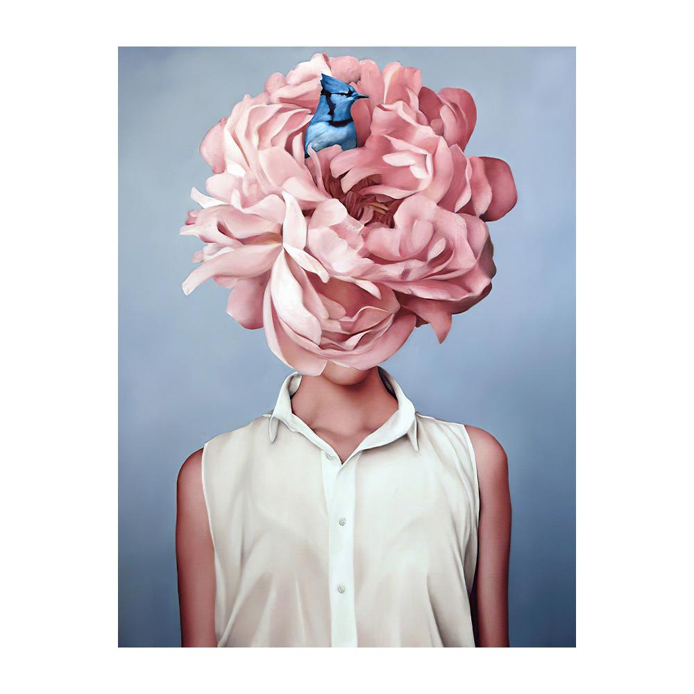 Nordic Flowers Head Woman Canvas Paintings On the Wall Art Posters And Prints Feather Girls Wall Pictures Home Decoration