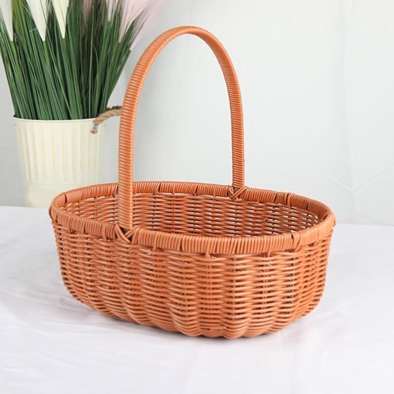 Handwoven Florals Basket Practical Eggs Fruit Storage Basket Flower Baskets with Handle Elegant Ornaments for Women Girl