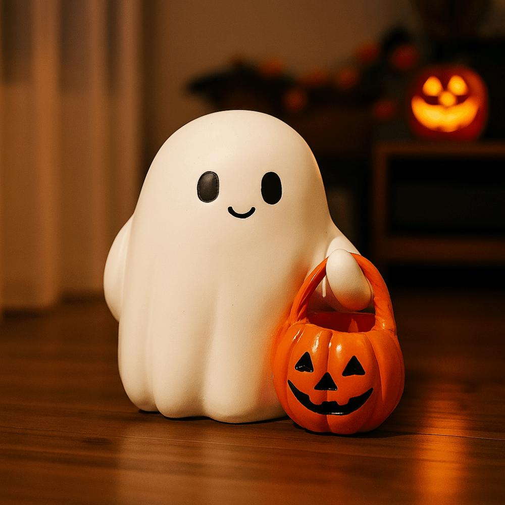 Spooky Halloween Ghost Ornament Collectible Pumpkin Statue Ghost Figurine  for Desktop Decor