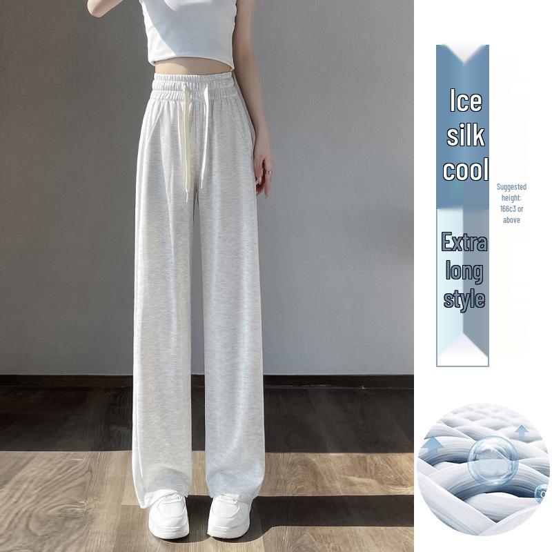 Women's Petite Velvet-Lined Wide-Leg Sweatpants, Straight-Leg Style, Height-Enhancing, 2025 Autumn/Winter Collection.