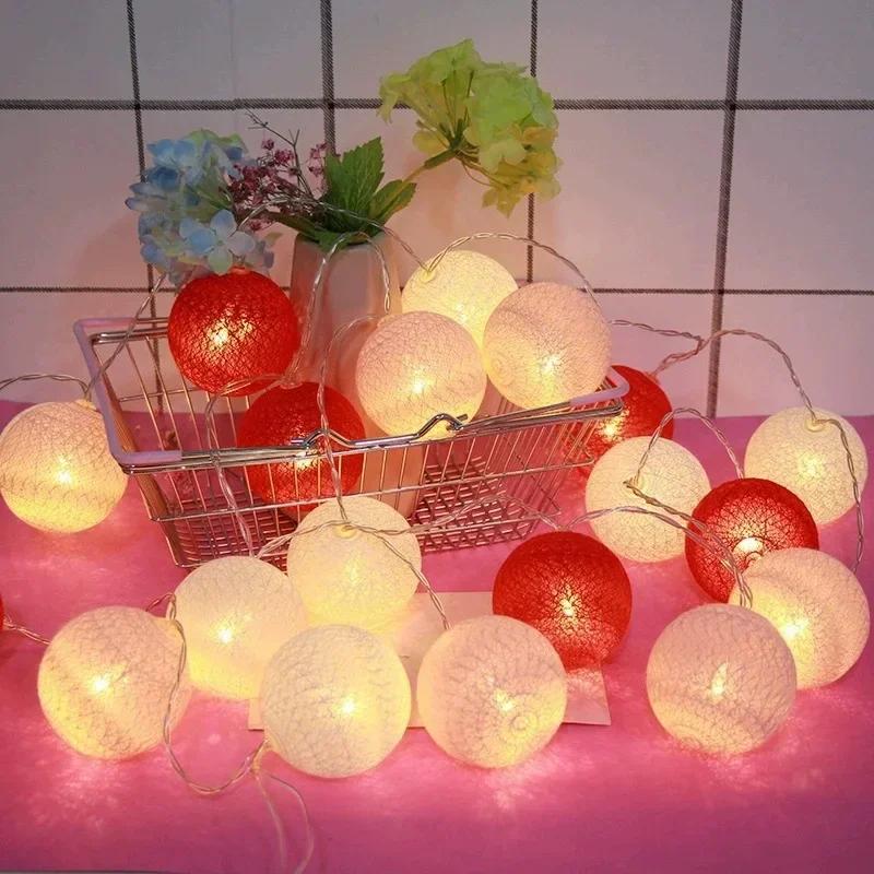 3CM Cotton Balls String Lights Garland Fairy Street Lights Christmas Decorations for Home Outdoor Wedding Garden Patio Lights