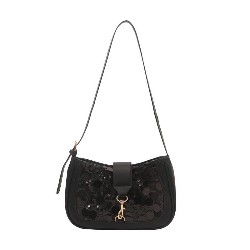 Simple Solid Color Sequin Design Women Casual Shoulder Bag For Street Fashion