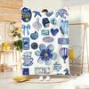 Retro Sticker Collage Throw Lightweight  Flannel Blanket Soft Skin-Friendly For Summer Cooling