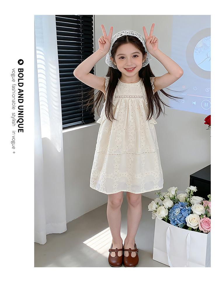 Girls' Summer 2026 New Children's Flying Sleeve Princess Skirt Thin Cotton Elegant Baby Summer Dress