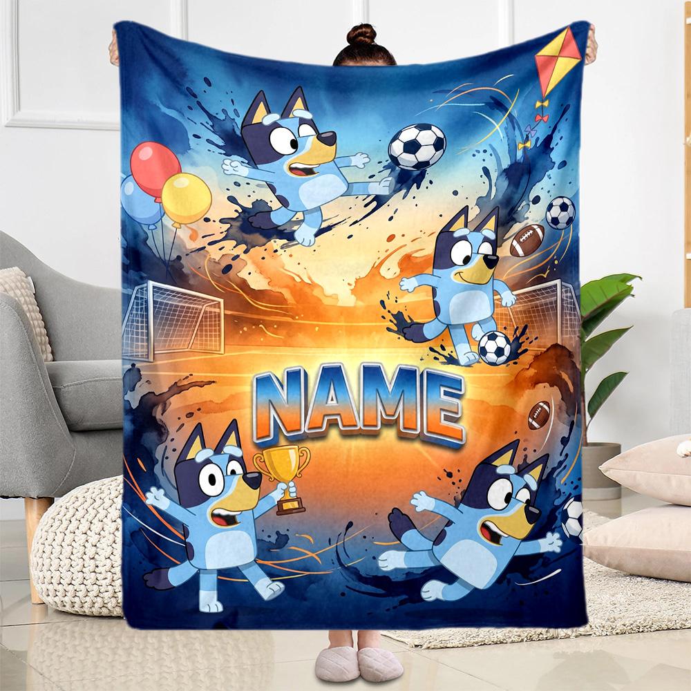 Soccer Fun Customize Text Blanket Multi-purpose Customizable Blanket Ultra-Soft Perfect for Chair Nap Home Decor Living Room Ideal for All Seasons