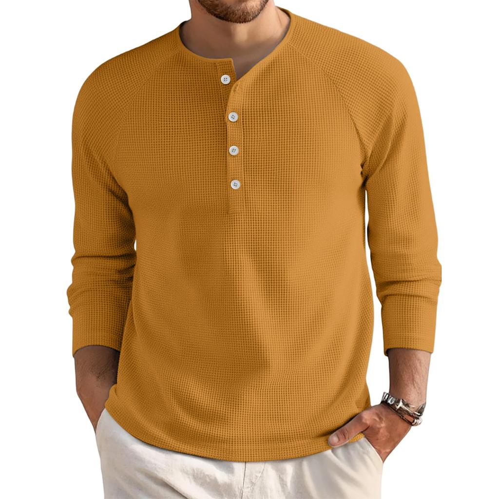 Men's Loose Casual Button Down Collar Long Sleeve Top