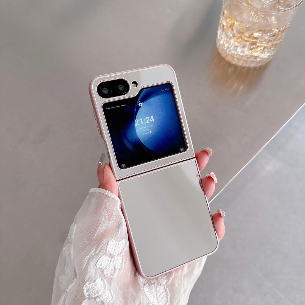 Suitable for Samsung Z Flip7 Mobile Phone Case Zflip 3 4 5 6 Folding Protective Case Simple PC Mirror Case