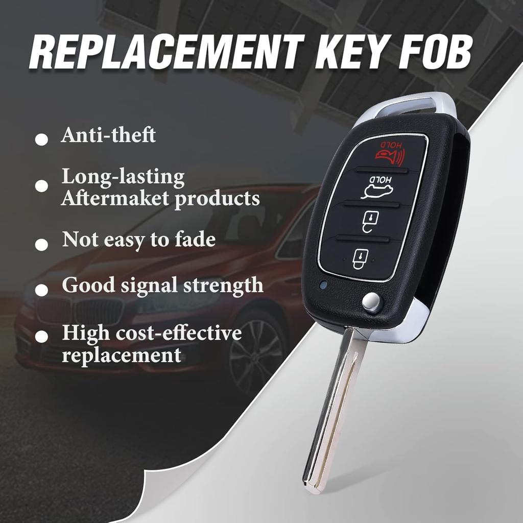 Keyless Entry Remote Key Fob Replacement for Hyundai Sonata 2014 2015 2016 2017 433MHz 4 Buttons (FCC ID:TQ8-RKE-4F16 PN: 95430-C1010)