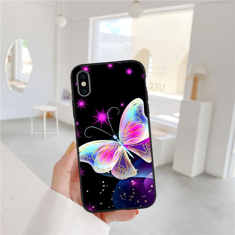 FM17 Colorful Butterfly Soft Shell Phone Case for iPhone 16 15 14 13 12 Pro Max Plus Mini