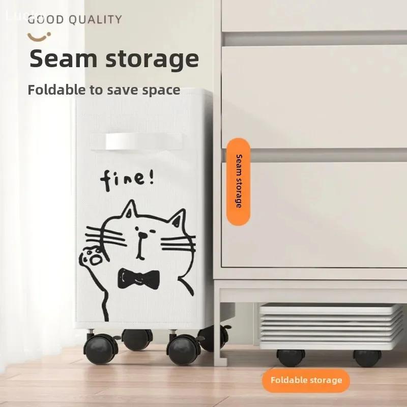 40cm Folding Laundry Basket Large Capacity Storage Box With Roller For Clothes Fitness Equipment Snack Toy Office Organizer Box