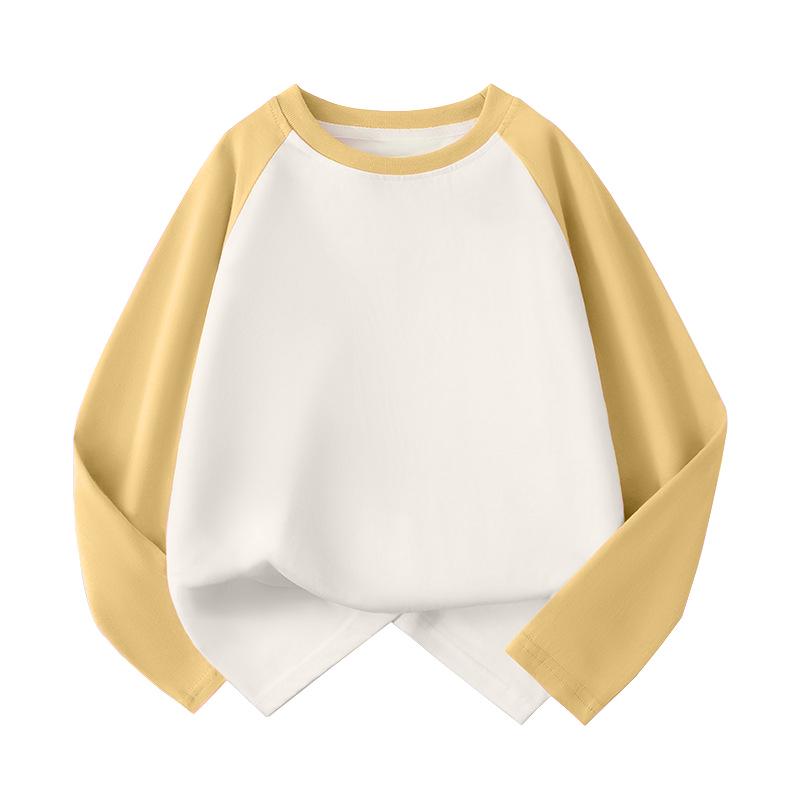 

Children s Raglan Long Sleeve T-Shirt - 210g Combed Cotton, Color Block, Plain, Horn Sleeve Design 120 cm