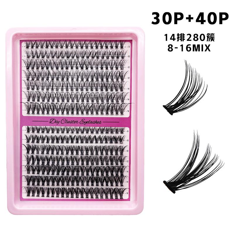 Flat False Eyelashes Stable Segmented Hairs 30P40P50P60P80P14 Rows Curled