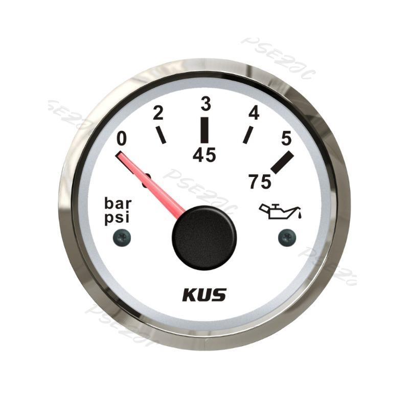 Instrument Car Oil Pressure Gauge 5bar 10bar 52mm Ship Car RV Universal Model with Night Light