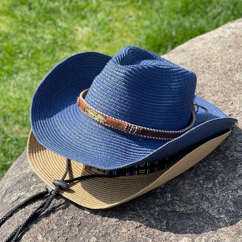 Jazz Straw Hat Women's Summer Outdoor Travel Sunscreen Sunshade Beach Hat Western Cowboy Hat Men's Tibetan Hat Retro