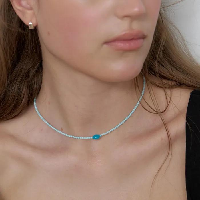 Baby Blue Howlite Necklace (L262MNK090)
