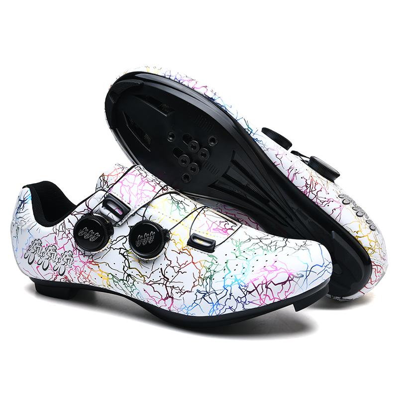 

Новые профессиональные велотуфли для мужчин с фиксацией, дышащие, с двойной застежкой-регулятором, женские туфли для шоссейного велоспорта с жесткой подошвой SPD 38 белый