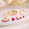 Gold Color Simple Heart Zircon Ear Cuff Clip on Earring for Women No Pierced C Shape Pink Crystal Earcuff Ear Wrap Clips Jewelry