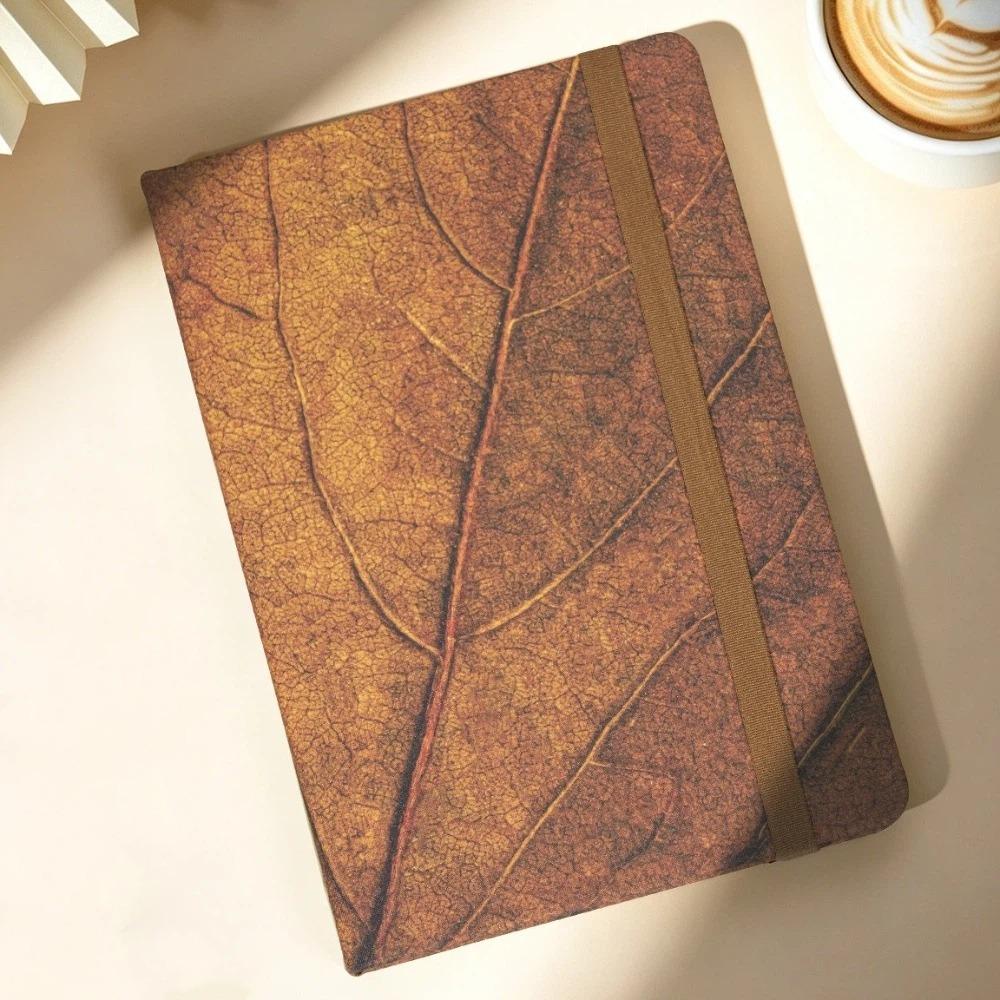 Soft Cover A5 Leaf Vein Notebook Elastic Band Pocket Diary Cloth Notebook  Business Use