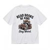 Women's Casual T-shirt With Stay Weird Literary Raccoon Unisex White 100% Cotton