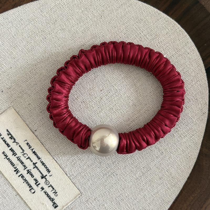 Elegant Retro Red Bow Hair Tie for Low Buns