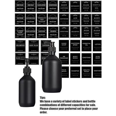 500ml Matte Black Bathroom Lotion Pump Bottles With Labels Refillable Hand And Dish Saop Dispenser For Body Wash Face Wash Hand Lotion Gel Container