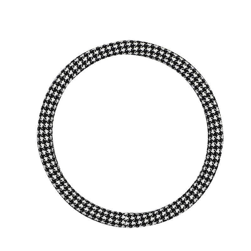 

Houndstooth Car Steering Wheel Cover All Year Round Neutral Cute Car Handle Cover Car Interior Design Supplies Wholesale Female Cotton Houndstooth Style 38cm