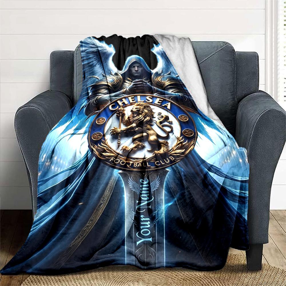 Chelsea Fc Football Player Personalized Text Blanket Cozy Customizable Blanket Warmthful Decor Versatile for Living Room Chair Sofa Nap