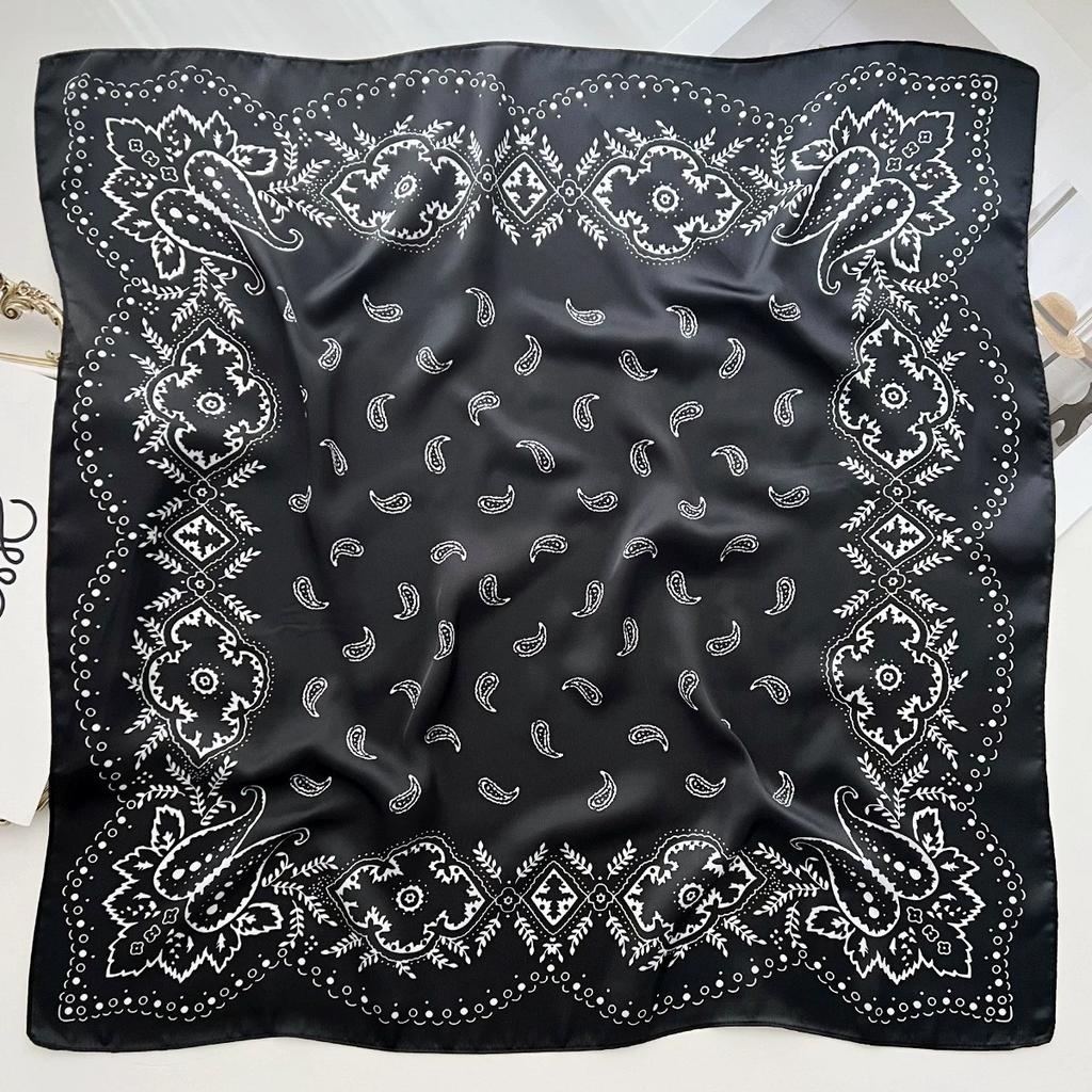 New Silk Square Scarf Women Retro Paisley Cashew Print Neckerchief Female Foulard Head Hijab Hairband Soft Neck Bag Ribbon Satin