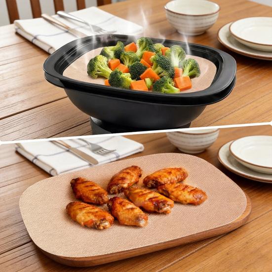 2Pcs Baking Mat Non-Stick Coating Heat Resistant Dishwasher Safe Non-stick Oven Liner Reusable Steam Cooking Accessory for Thermomix TM7
