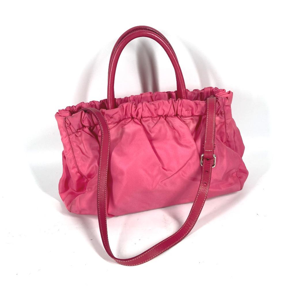 PRADA Shoulder Bag Bag Logo ribbon 2WAY bag Hand Bag Nylon pink