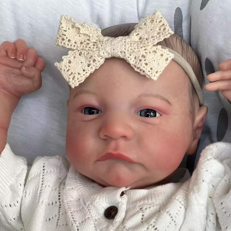49CM Reborn Newborn Baby Dolls Levi Awake Soft Silicone Cloth Body Rebirth Doll Flexible 3D Paint Skin Visible Veins Hand Draw Hair Emulation Doll Toy