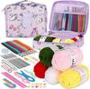 Beginner's 58-Piece Crochet Starter Kit - Complete Set with Portable Wool Knitting Tools