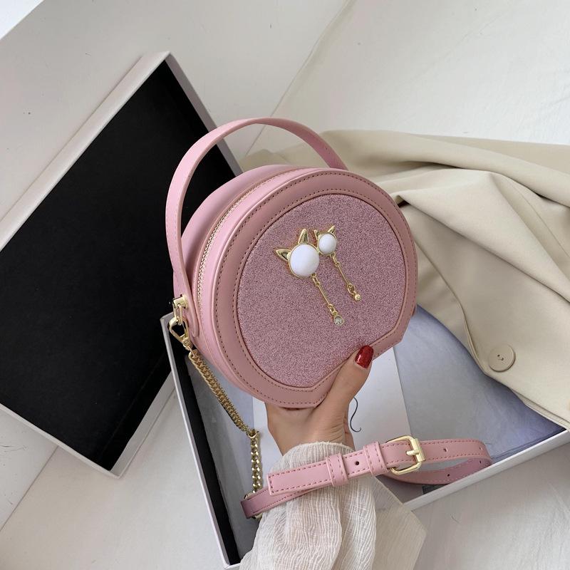 Chain Small Round Bag 2020 New Spring and Summer Fashion All-match Sequined Net Red Shoulder Bag Messenger Bag