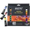 BRUSTRO Artists Oil Colour Set Of 18 Colours X 12Ml Tubes 12 Ml Tubes