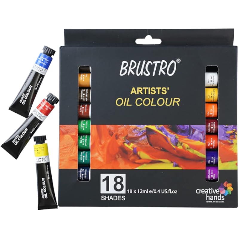 BRUSTRO Artists Oil Colour Set Of 18 Colours X 12Ml Tubes 12 Ml Tubes