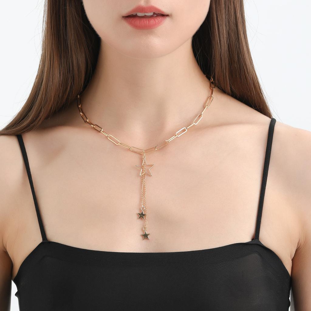Europe, America, Simple Double-layer Stacked Back Chain Love Necklace Female, Harajuku Hip-hop Peach Heart Necklace