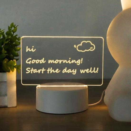 Personalized LED Lamp Acrylic Message Note Board Multipurpose Erasable USB Drawing Board Bedroom Night Light