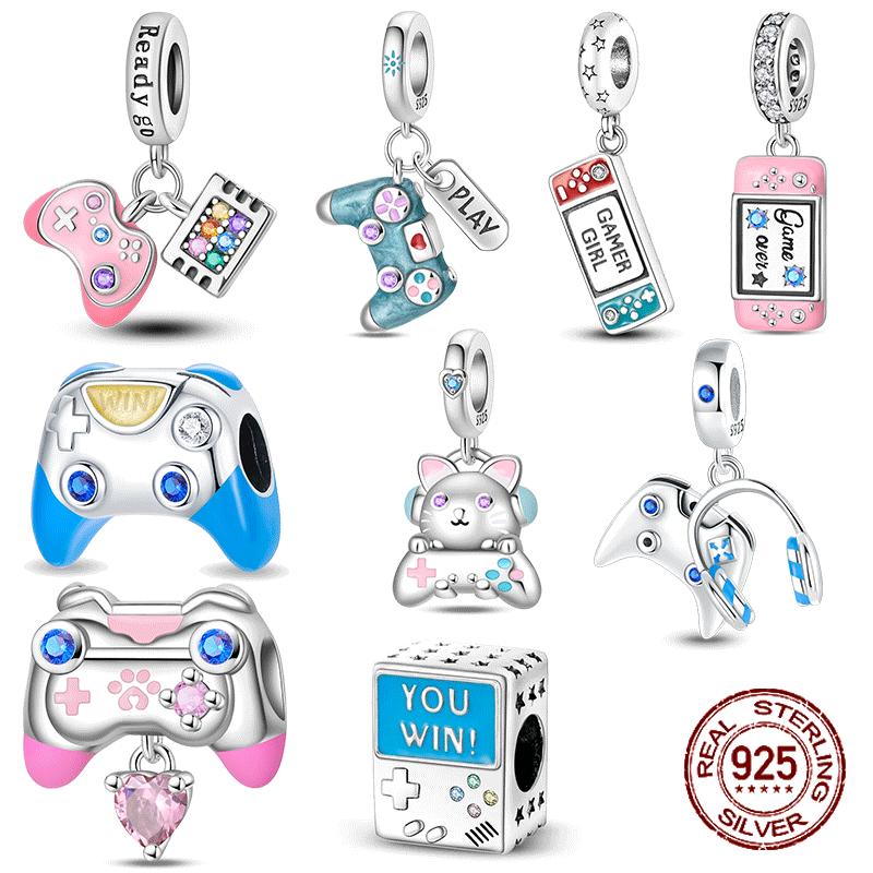 Copper Gamepad Controller Play Games Console Charms Fit Original Beads Bracelet For Women Jewelry Gift Making