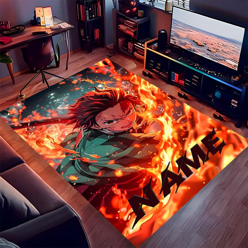 Custom personalization Demon Slayer Tanjiro Print Area Rug - Soft, Washable Non-Slip Indoor Mat,Living Room,Home&Office Decorative Rug