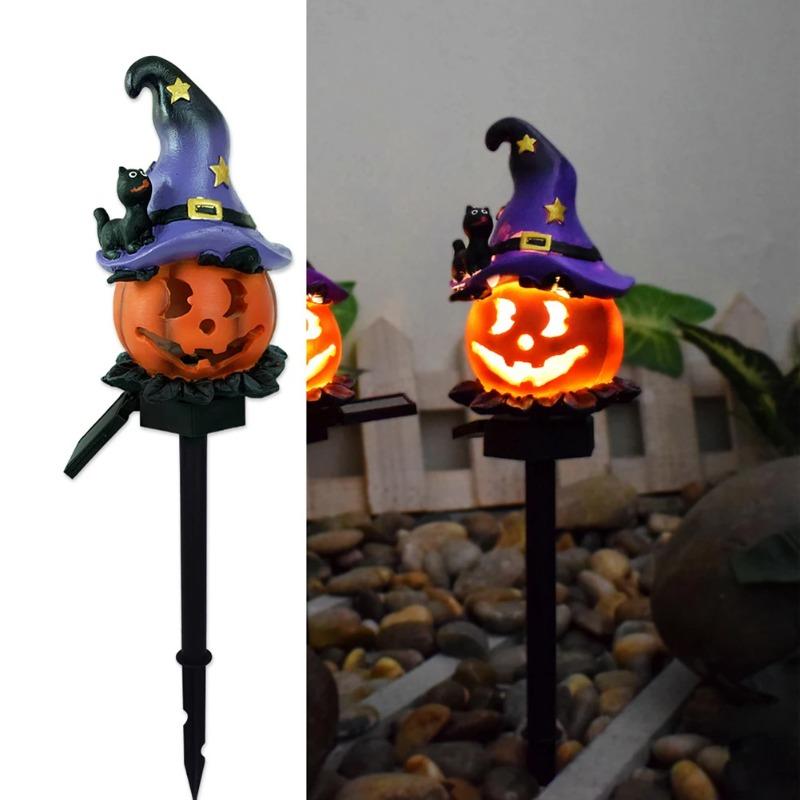 Outdoor Solar Pumpkin Ghost Pile Lamp Waterproof Halloween Decoration Weird Garden Courtyard Dusk to Dawn Terror Passage