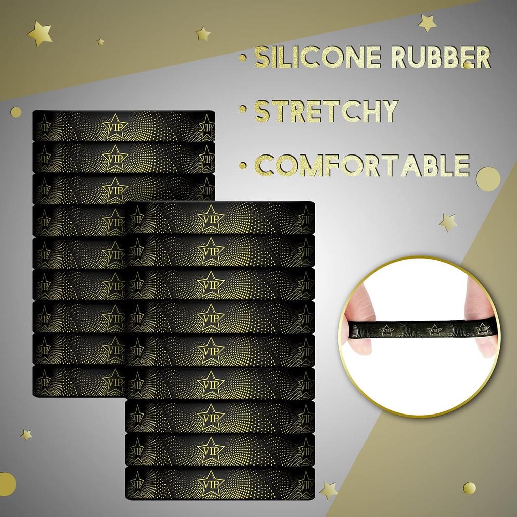 Sratte 30 Pcs VIP Bracelets VIP Silicone Wristbands for Events Black Bracelets Elastic Wristbands for Party Club Bar Men Women