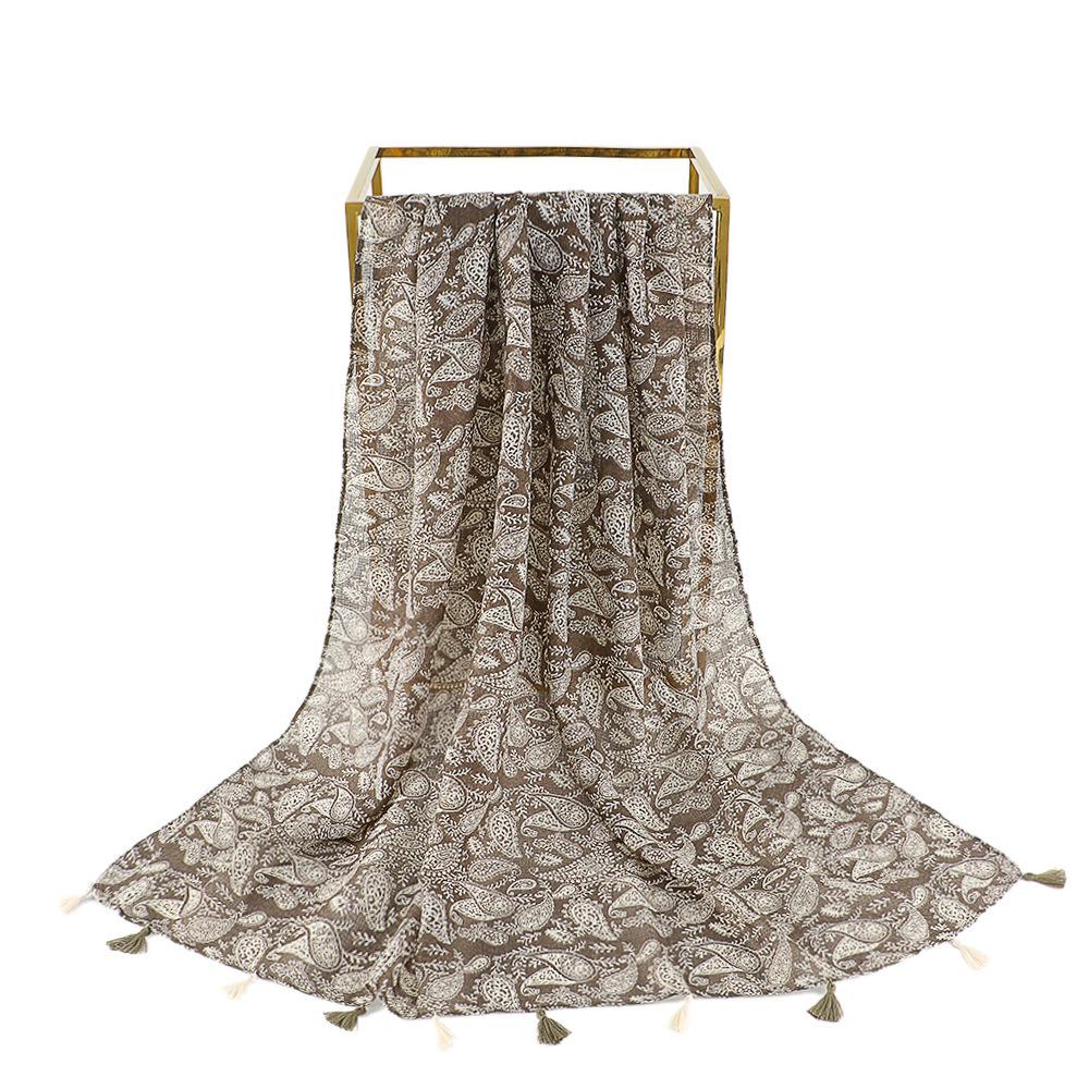 Cotton and Linen Hand Feel Scarf Chinese Style Clothing Outfit Scarf for Women's National Style Sun Protection Tassel Shawl