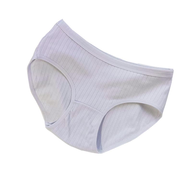 Women's Simple Solid Color Mid-Waist Breathable Cotton Panties