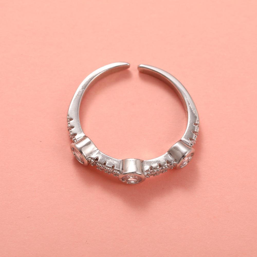 Европейско-американское инкрустированное кольцо с цветным цирконом, женское регулируемое ювелирное изделие в стиле Ins