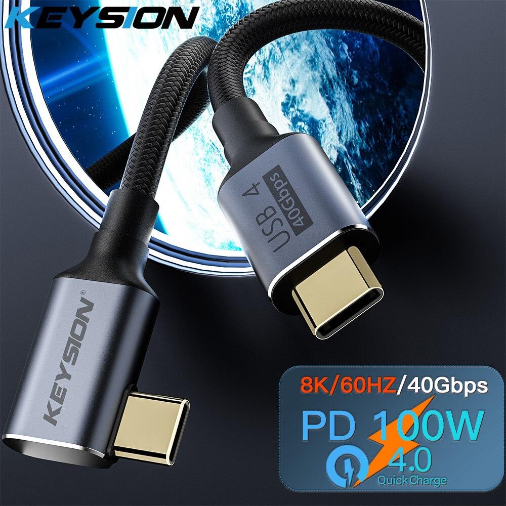 

KEYSION USB4.0 40 Гбіт/с Кабель даних USB C до типу C Thunderbolt 3 8K@60Hz Кабель даних PD 100 Вт 5 A Швидкий зарядний кабель для Macbook Pro