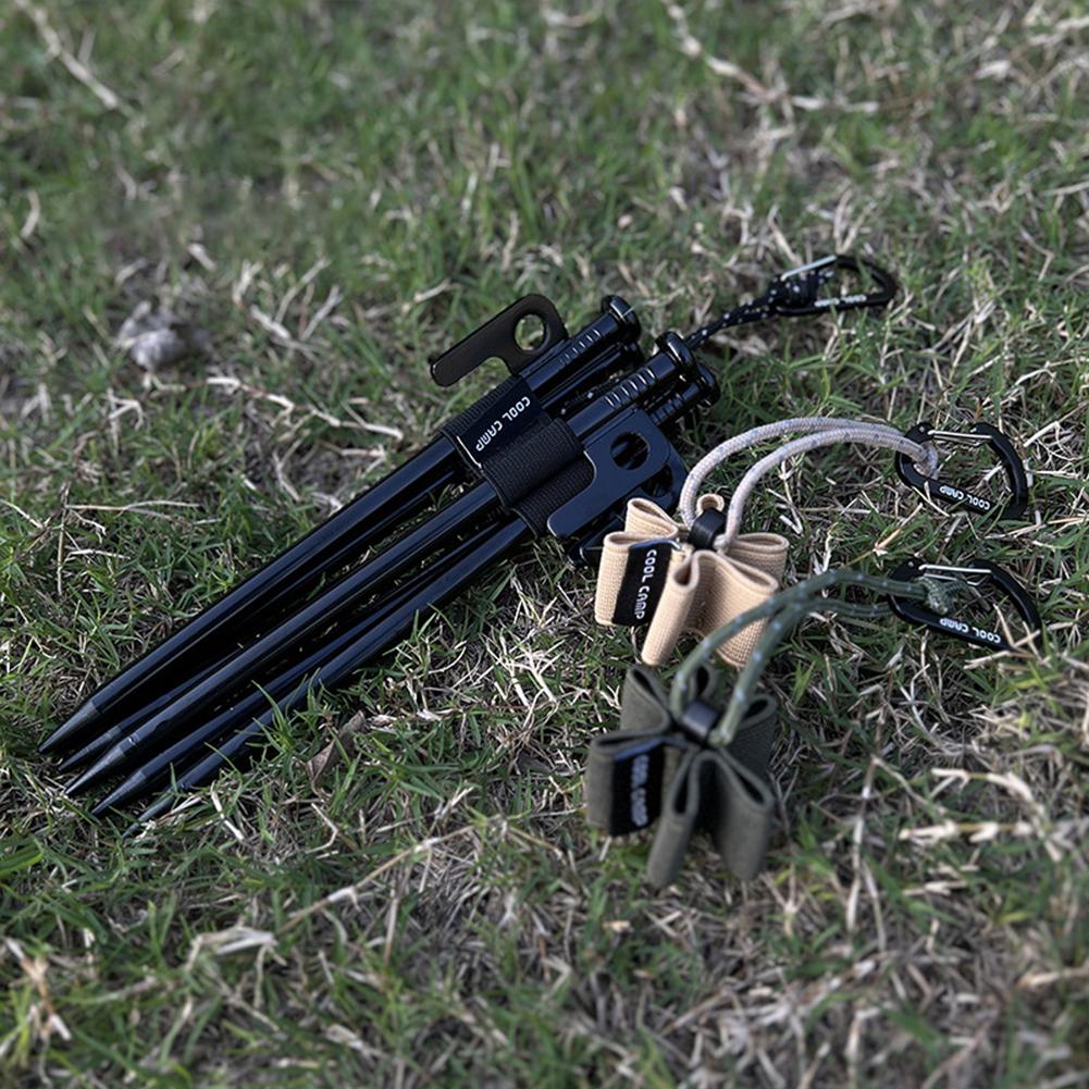 6-Hole Ground Nails Storage Strap Retractable Portable Tent Stakes Storage Belt Canopy Peg Storage Strap for Hiking Picnic
