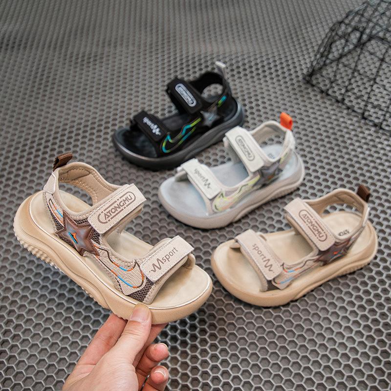

New Summer Children s Sandals Breathable Light Elastic Comfortable Soft Sole Casual Beach Shoes 26 чорний